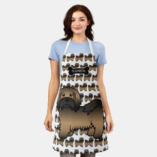 Brindle Havanese Cute Cartoon Dog Drawing & Name Apron