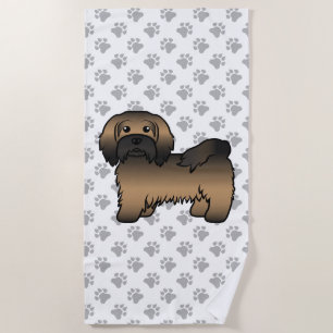 Brindle Havanese Cute Cartoon Dog Illustration Beach Towel