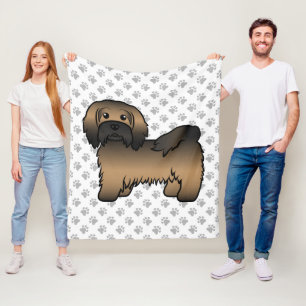 Brindle Havanese Cute Cartoon Dog Illustration Fleece Blanket