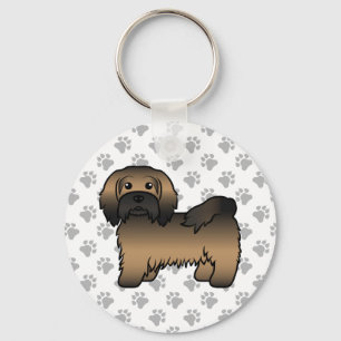 Brindle Havanese Cute Cartoon Dog Illustration Keychain