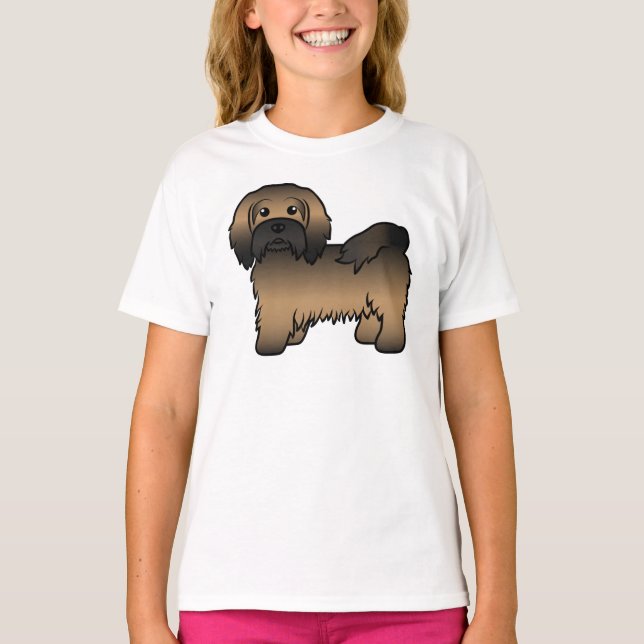 Brindle Havanese Cute Cartoon Dog Illustration T-Shirt (Front)