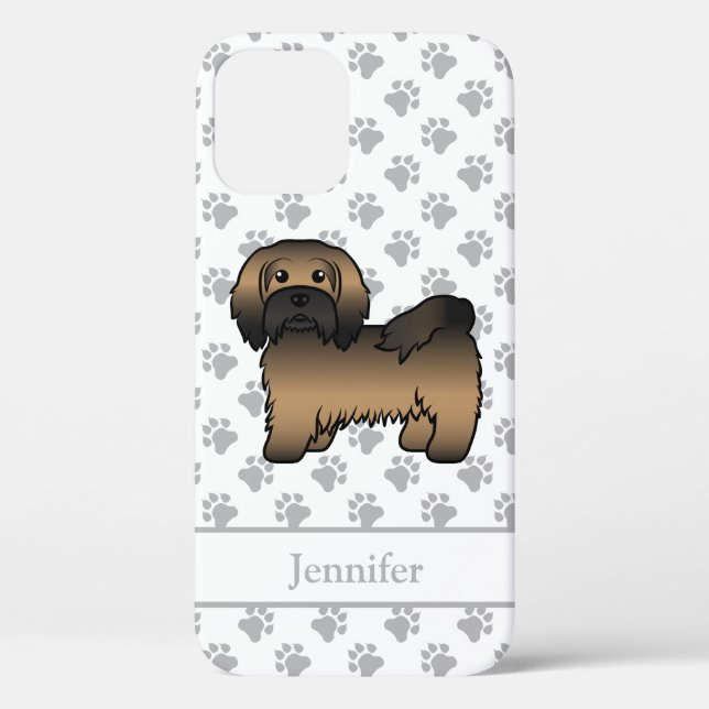 Brindle Havanese Cute Cartoon Dog & Name Case-Mate iPhone Case (Back)