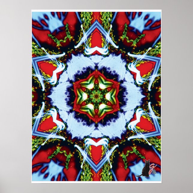 Brindle Kinetic Collage Kaleidoscope Poster (Front)