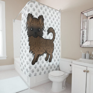 Brindle Long Coat Chihuahua Cartoon Dog & Paws