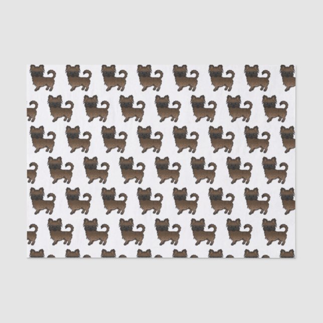 Brindle Long Coat Chihuahua Cute Dog Pattern Tissue Paper (Front)