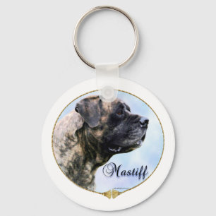 Brindle Mastiff Portrait Keychain