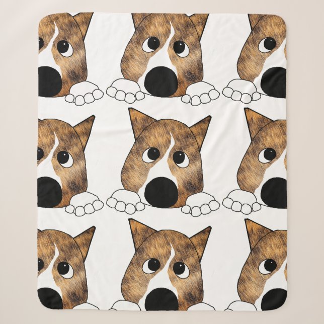 brindle peeking basenji sherpa blanket (Front)