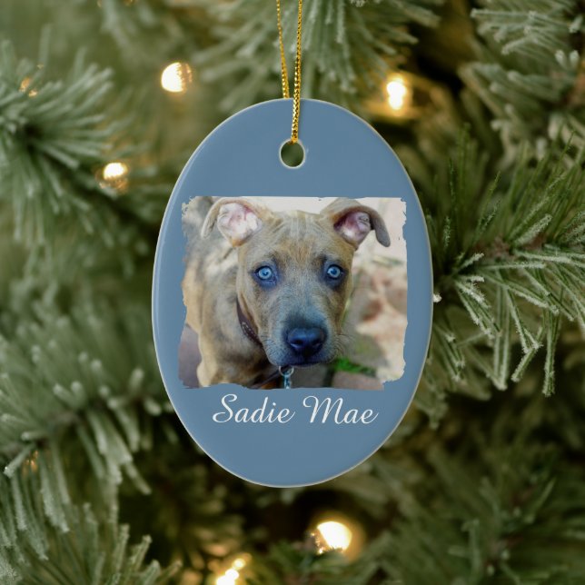 Brindle Pit Bull Puppy by Shirley Taylor Ceramic Ornament (Tree)