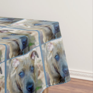 Brindle Pit Bull Puppy by Shirley Taylor Tablecloth