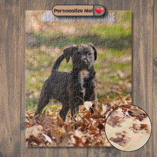 Brindle Puppy with White Blaze Stands Proud Jigsaw Puzzle