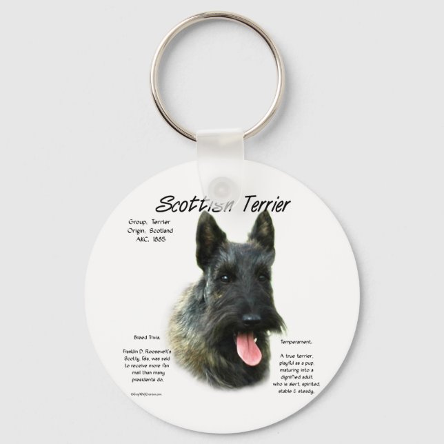 Brindle Scottish Terrier History  Keychain (Front)