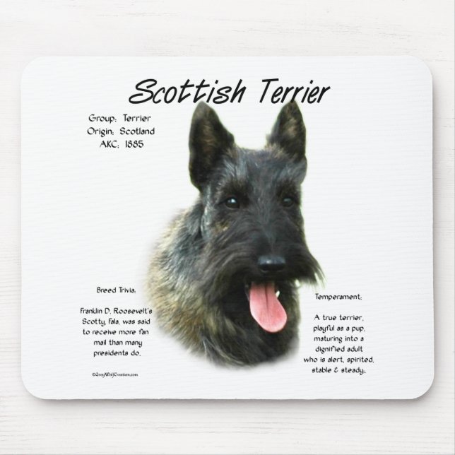 Brindle Scottish Terrier History  Mouse Pad (Front)