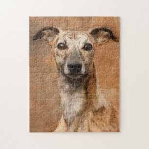 Brindle Whippet Dog   Closeup Jigsaw Puzzle
