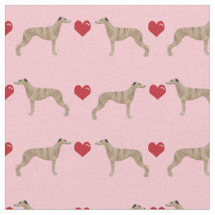 brindle whippet dog love pink and red fabric