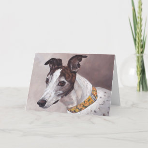 Brindle & White Greyhound Dog Art Greeting Card