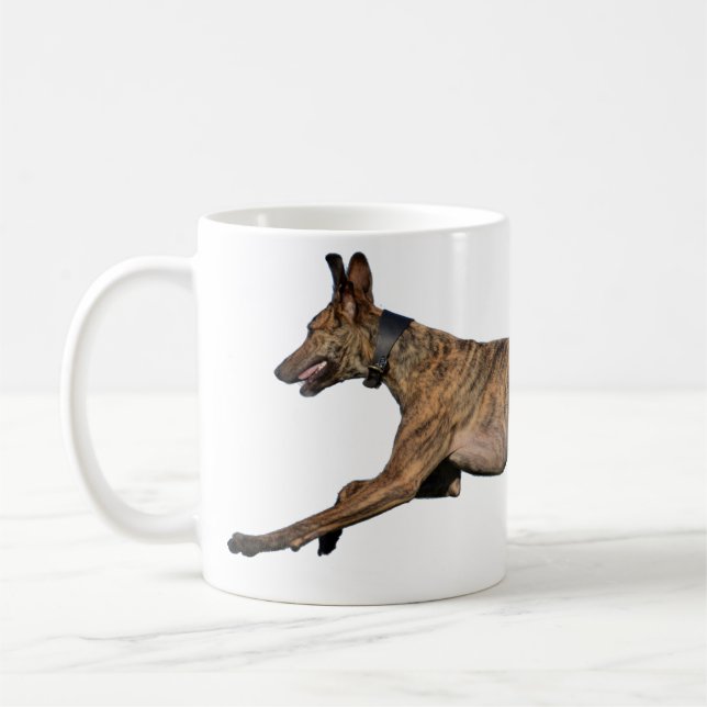 Brindled Lurcher Greyhound Coffee Mug (Left)