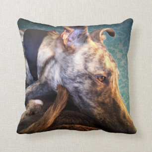 Brindled Lurcher Greyhound Throw Pillow