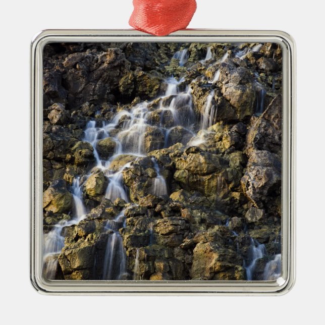 Brine falls from volcanic rock drop off 2 metal ornament (Front)