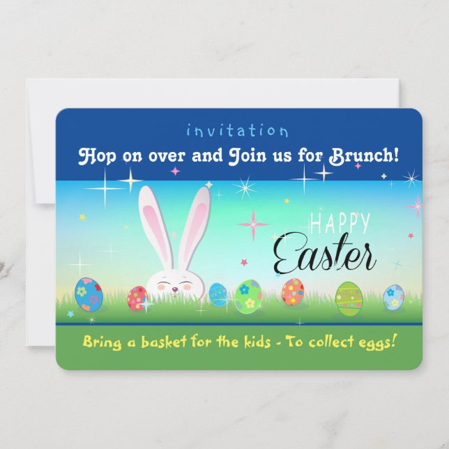 Bring a basket for the kids To collect eggs Easter Invitation (Front)