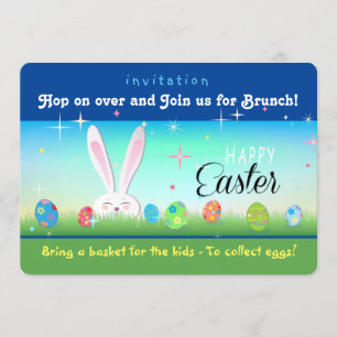 Bring a basket for the kids To collect eggs Easter Invitation