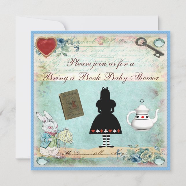 Bring a Book Alice in Wonderland Baby Shower Invitation (Front)
