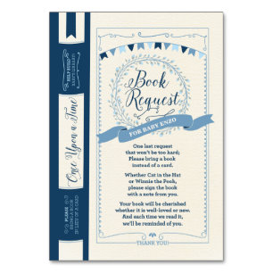 Bring a Book Baby Boy Shower Insert Card