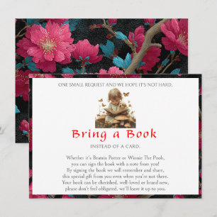 Bring a Book Baby Girl Puppy Red Flowers   Enclosure Card