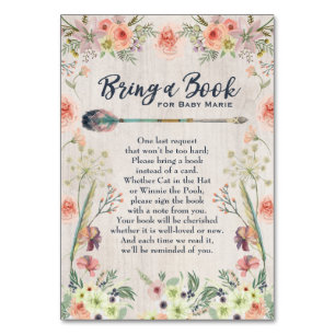 Bring a Book Baby Girl Shower Insert Card