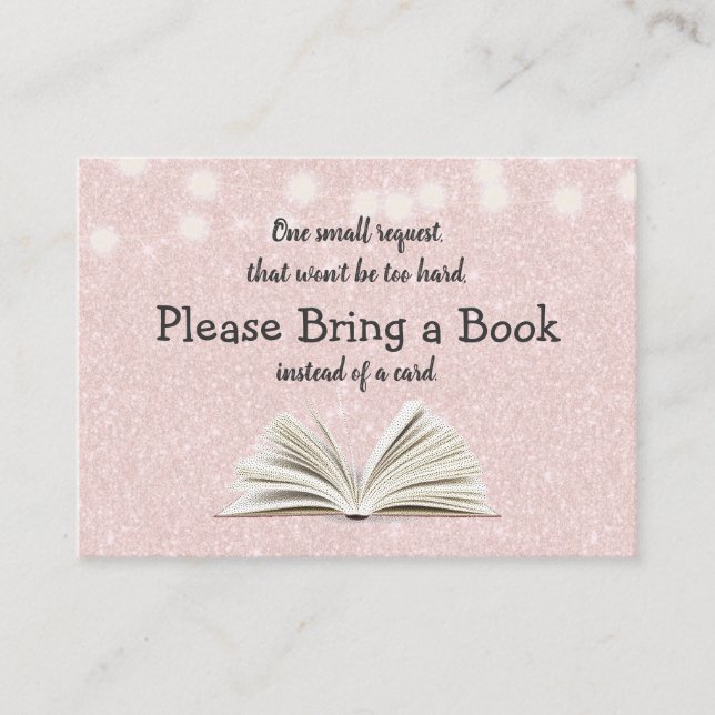 Bring a Book Baby Shower Pink Book Request Insert (Front)