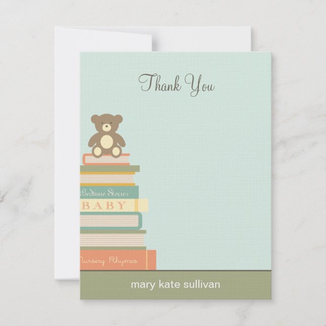 Bring A Book Baby Shower Thank You Cards (Blue) (Front)