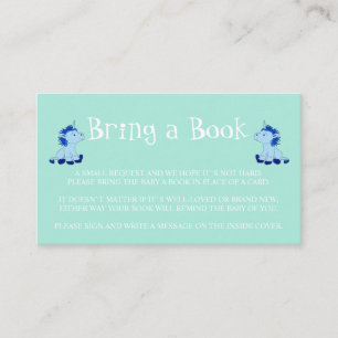 Bring a Book Blue Twins boys Baby Shower Enclosure Card
