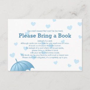 Bring a Book Blue Umbrella Hearts Insert Card