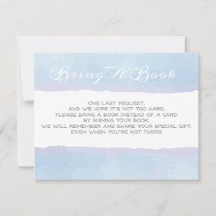 BRING A BOOK Blue Watercolor Baby Shower Enclosure Invitation