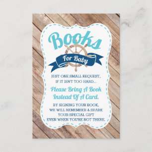 Bring A Book Card, Ahoy, Nautical, Baby Shower Enclosure Card