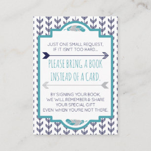 Bring A Book Card, Aztec, Arrows, Baby Shower Enclosure Card