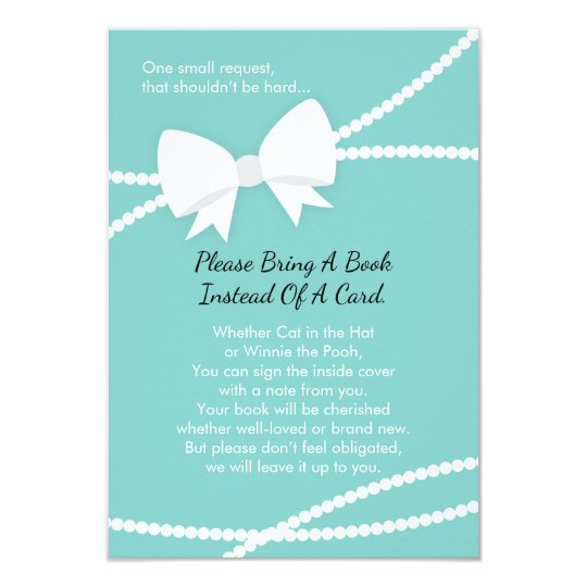 Bring A Book Card, Baby Shower, Tiffany Blue Card