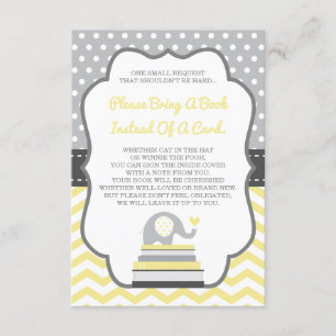 Bring A Book Card, Elephant, EDITABLE COLOR Invitation