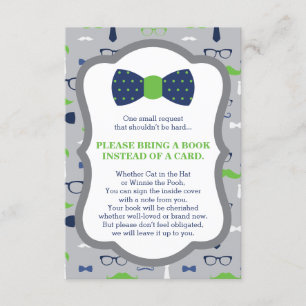 Bring A Book Card, Little Man, Baby Shower Enclosure Card