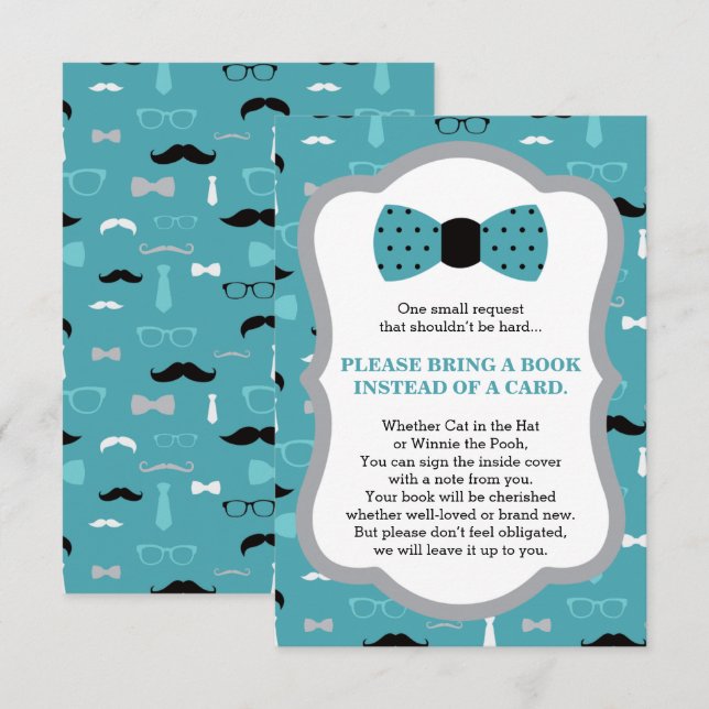 Bring A Book Card, Little Man, Baby Shower Invitation (Front/Back)