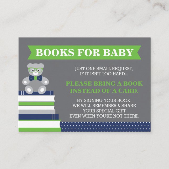Bring A Book Card, Little Man, Teddy Bear Enclosure Card (Front)