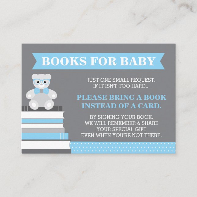 Bring A Book Card, Little Man, Teddy Bear Enclosure Card (Front)