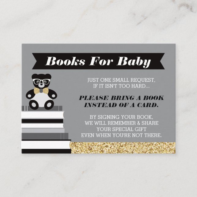 Bring A Book Card, Little Man, Teddy Bear Enclosure Card (Front)