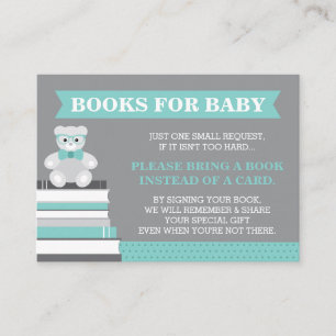 Bring A Book Card, Little Man, Teddy Bear Enclosure Card