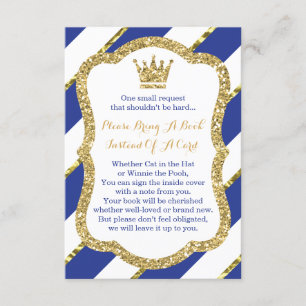 Bring A Book Card, Little Prince, Faux Glitter Enclosure Card