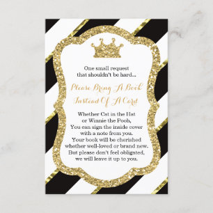 Bring A Book Card, Little Princess, Faux Glitter Enclosure Card