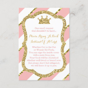 Bring A Book Card, Little Princess, Faux Glitter Enclosure Card