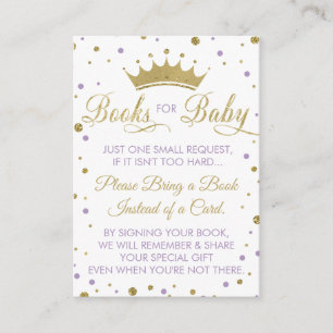 Bring A Book Card, Princess, Baby Shower Enclosure Card