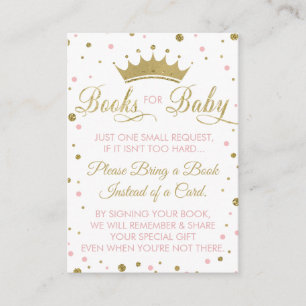 Bring A Book Card, Princess, Baby Shower Enclosure Card