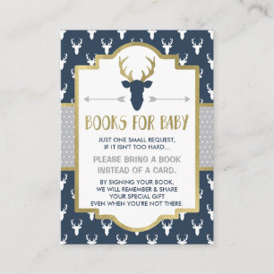 Bring A Book Card, Woodland Deer, Baby Shower Enclosure Card