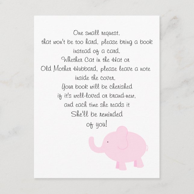 Bring a Book for a Baby Shower Enclosure Card (Front)